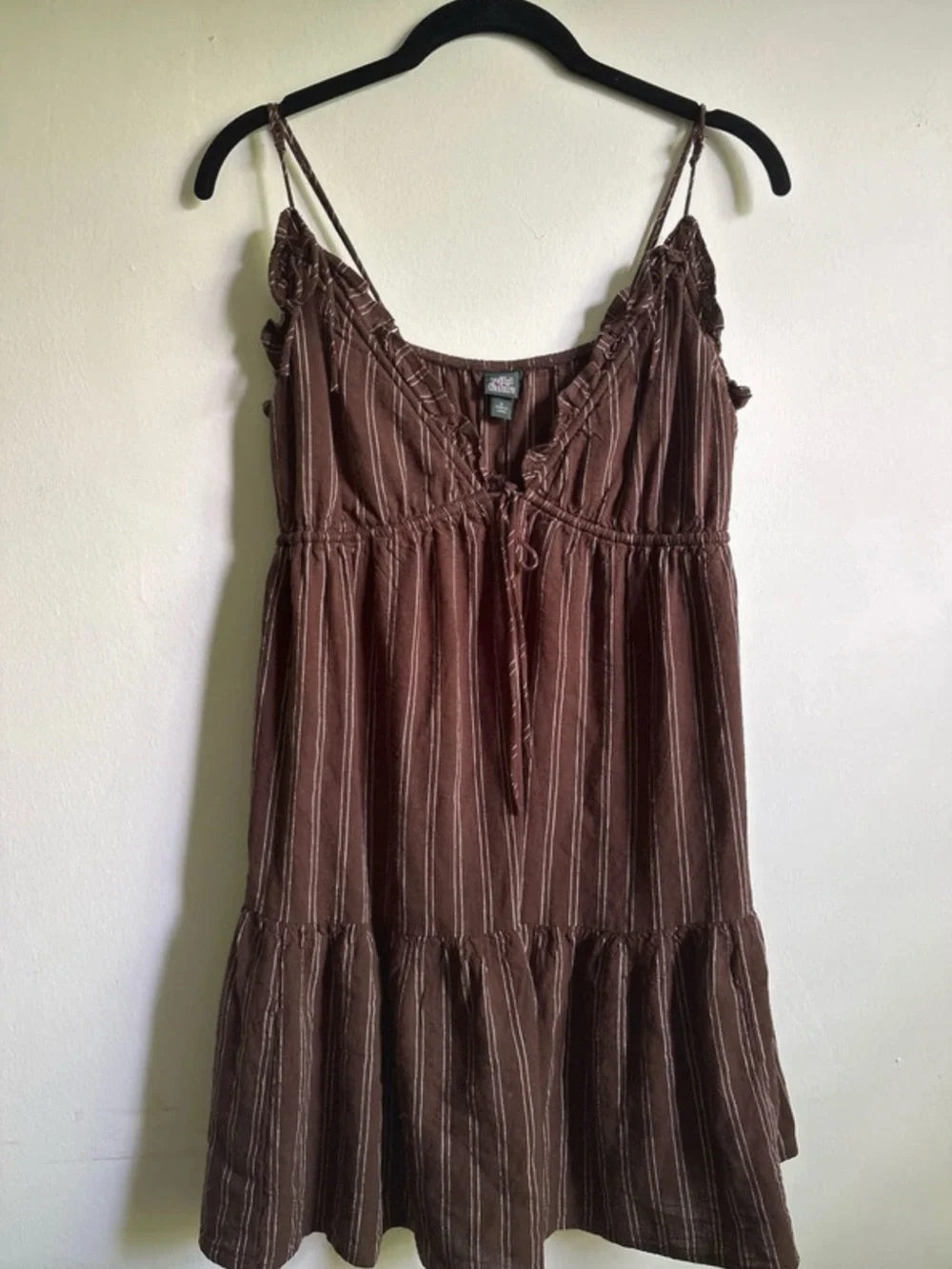 Wild Fable Brown Pinstripe Tie-Front Cami